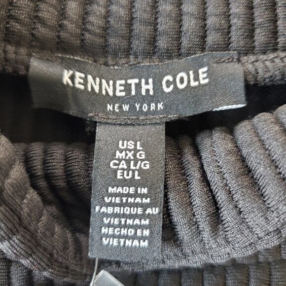 Kenneth Cole Black Ribbed Mock Neck Top Size L NWT - Picture 5 of 11